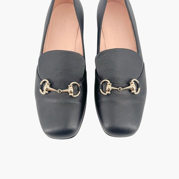 Gucci Horsebit Loafers EU 37 US 7 Black Leather Kira Flat Slip On Shoe Buckle - Picture 3 of 14